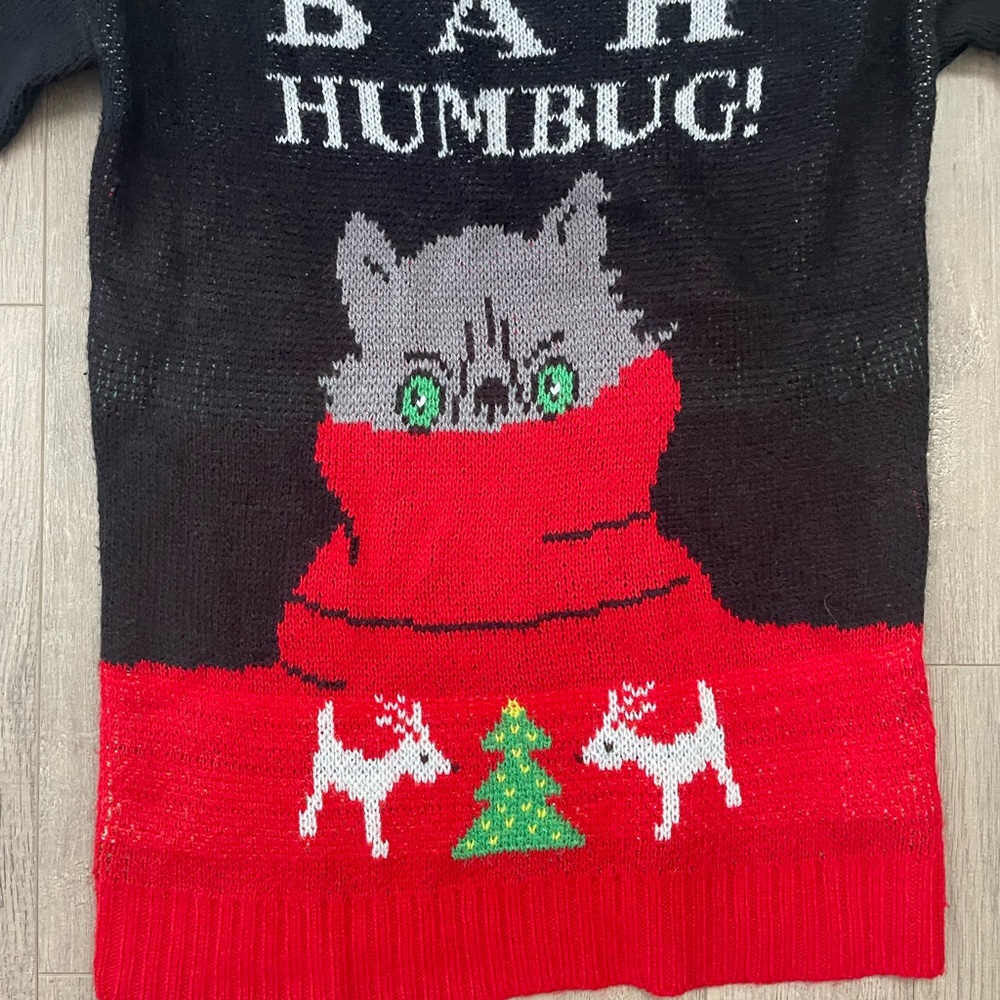 Bogo Cat Bah Humbug Ugly Holiday Sweater View 3
